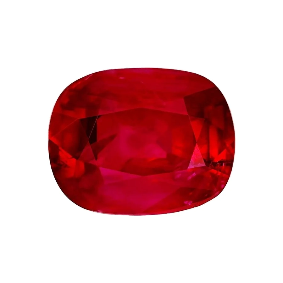 Burmese ruby of 7.27 carats, cushion cut