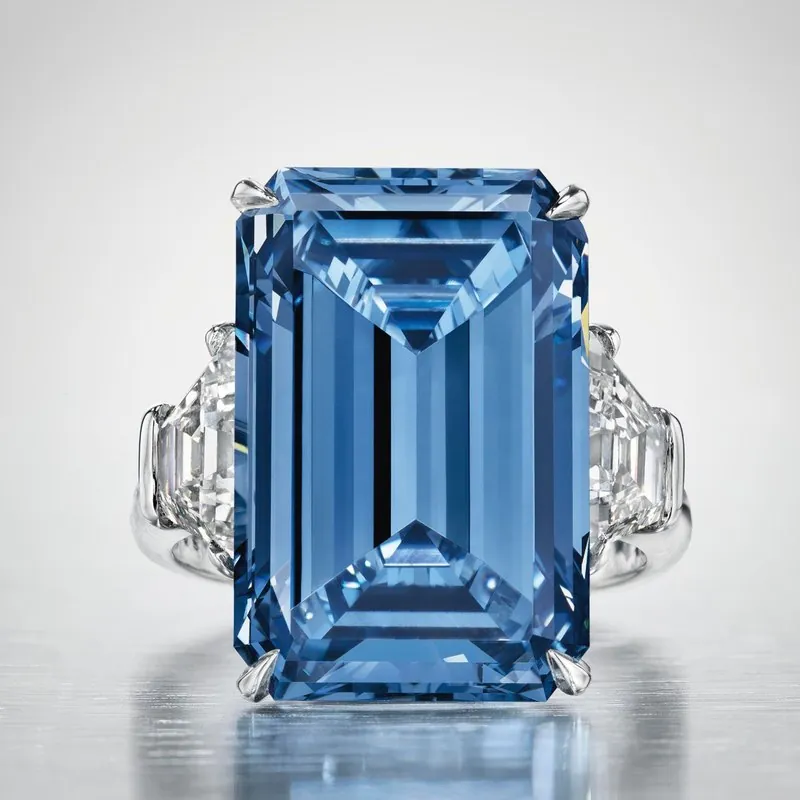 The Oppenheimer Blue diamond of 14.62 carats set in a ring